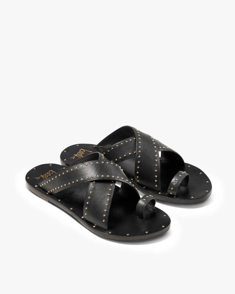 NEW BEEK women's curlew leather toe-ring sandal in black